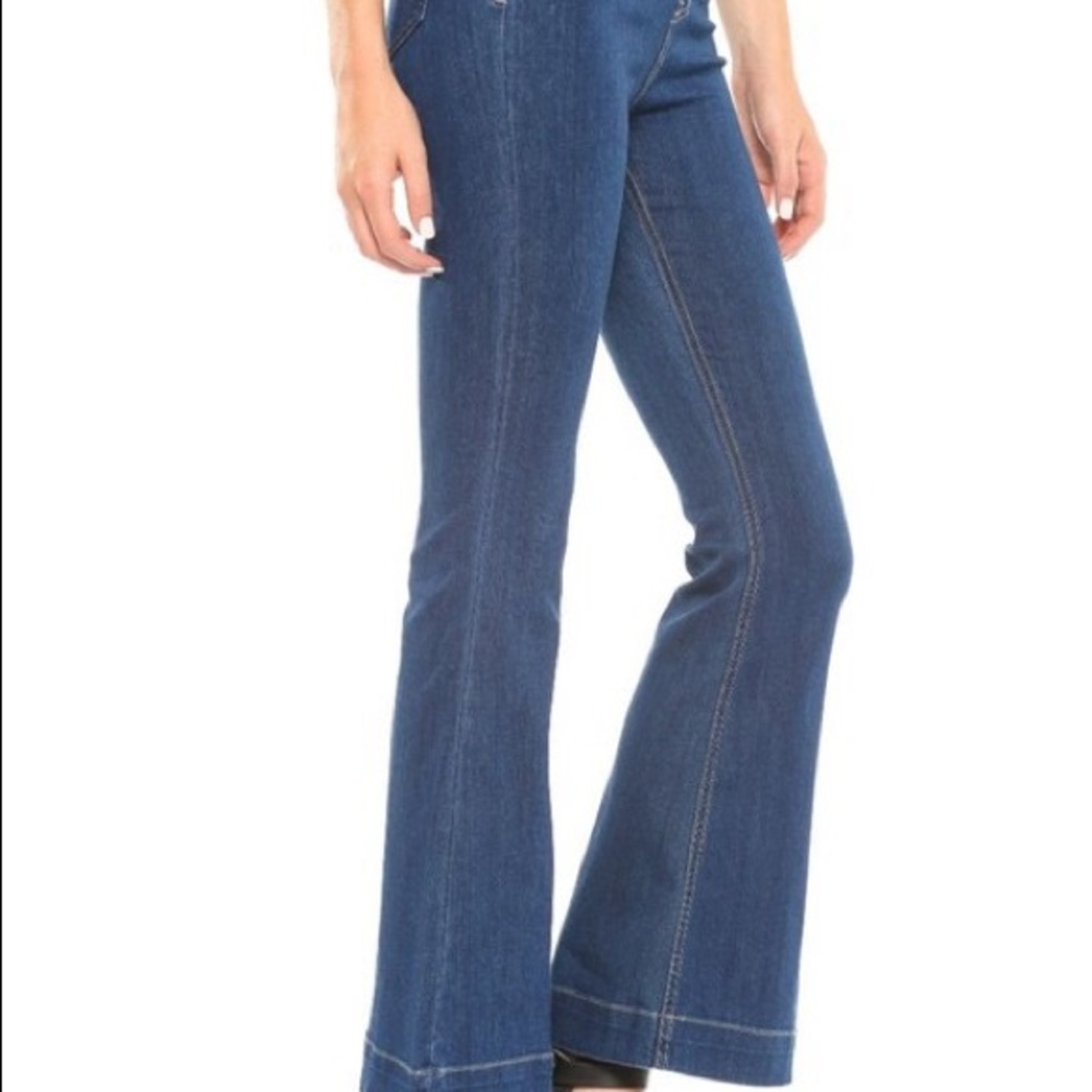 Mid Rise, Pull On Flare Jeans
